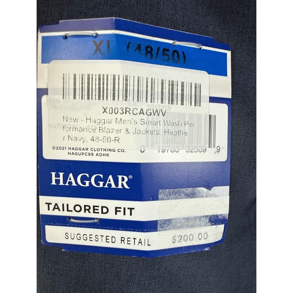 Haggar Smart Wash Performance Tech Blazer Mens XL Navy NEW 48-50 R Tailored Fit - Picture 3 of 16